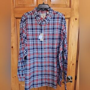 Men's Red Head Plaid Button-Down Shirt - Red & Blue, 2X NWT